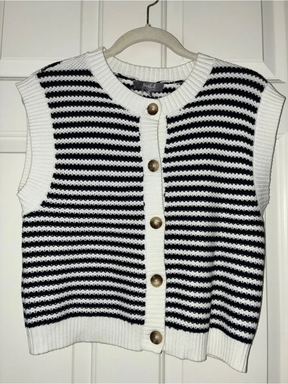 Marled Black and White Sweater Vest